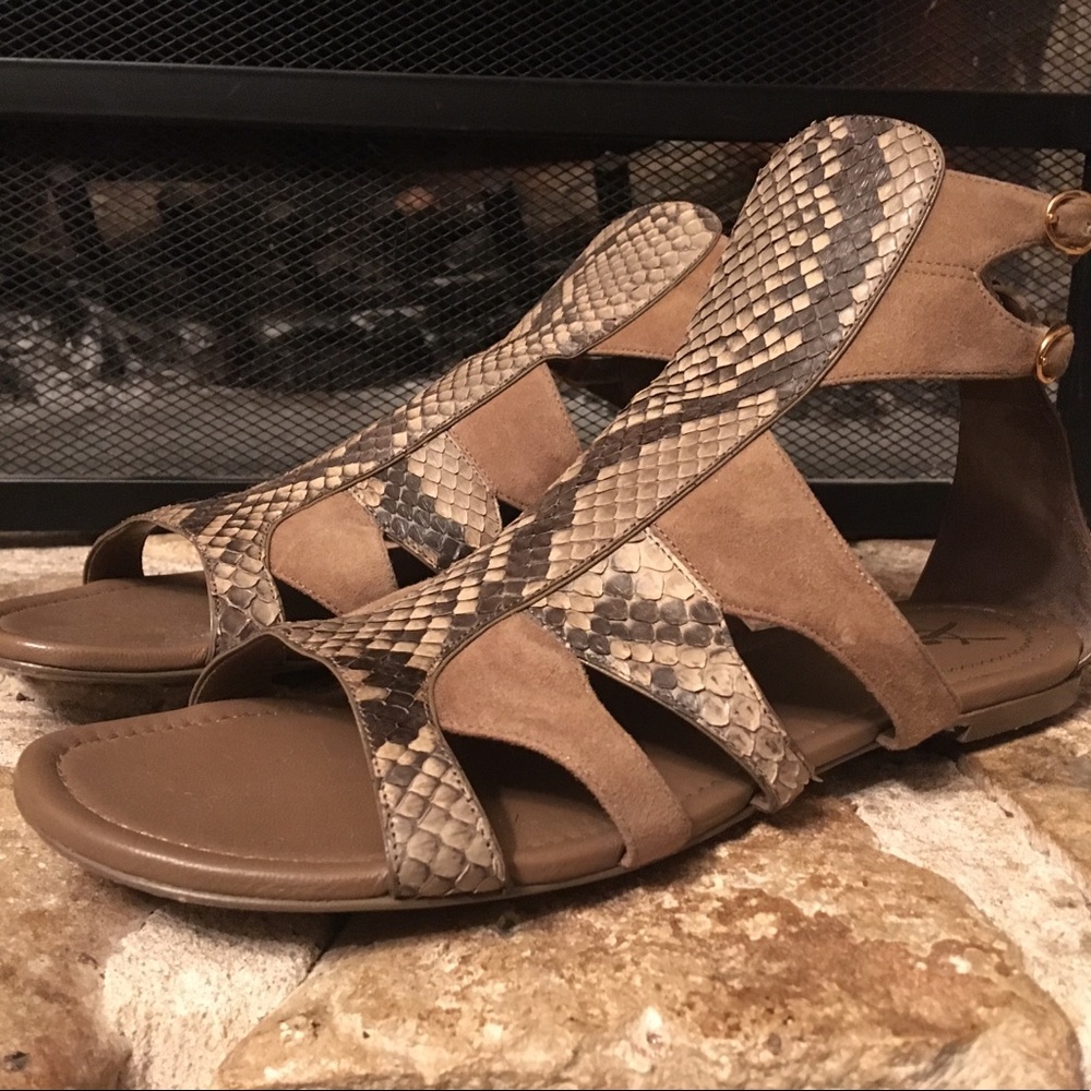 YSL Flower 05 Snakeskin Gladiator Sandal